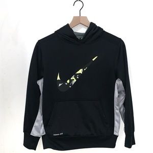 Nike therma-fit hoodie sweatshirt gray black long sleeve shirt top boys large